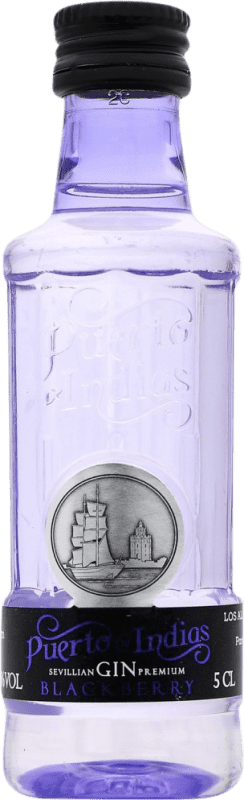 3,95 € Envio grátis | Gin Puerto de Indias Blackberry Espanha Garrafa Miniatura 5 cl