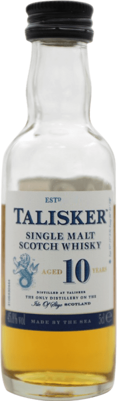 5,95 € Envío gratis | Whisky Single Malt Talisker Reino Unido 10 Años Botellín Miniatura 5 cl Ejemplar Coleccionista No Apto para Consumo