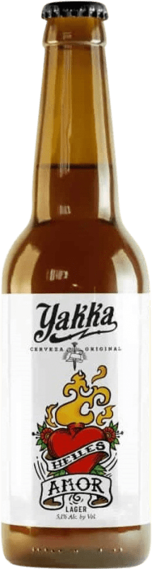 4,95 € Бесплатная доставка | Пиво Yakka Amor Lager Кастилья-Ла-Манча Испания Бутылка на треть 33 cl