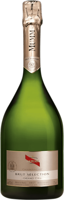 49,95 € Envio grátis | Espumante Branco G.H. Mumm Brut — Bruto Grand Cru, Seleção A.O.C. Champagne Champagne França Pinot Noir, Chardonnay Garrafa 75 cl