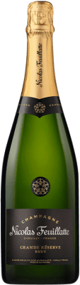 93,95 € Бесплатная доставка | Белое игристое Nicolas Feuillatte брют Гранд Резерв A.O.C. Champagne шампанское Франция Pinot Black, Chardonnay, Pinot Meunier бутылка Магнум 1,5 L