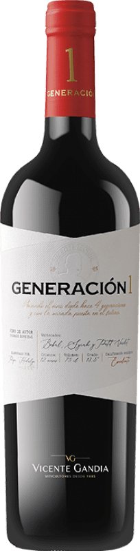 24,95 € Free Shipping | Red wine Vicente Gandía Generación 1 D.O. Utiel-Requena Valencian Community Spain Syrah, Bobal, Petit Verdot Bottle 75 cl