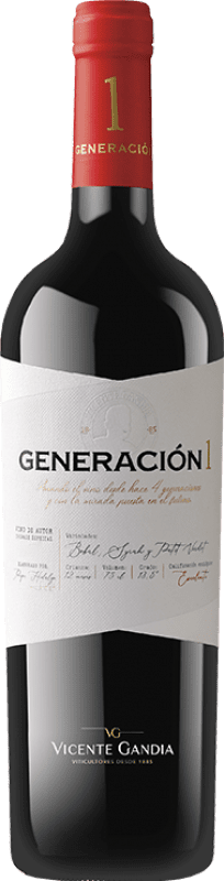 24,95 € Free Shipping | Red Wine Vicente Gandía Generación 1 D.O. Utiel-Requena Valencian Community Spain Syrah — Shiraz, Bobal, Petit Verdot Bottle 75 cl
