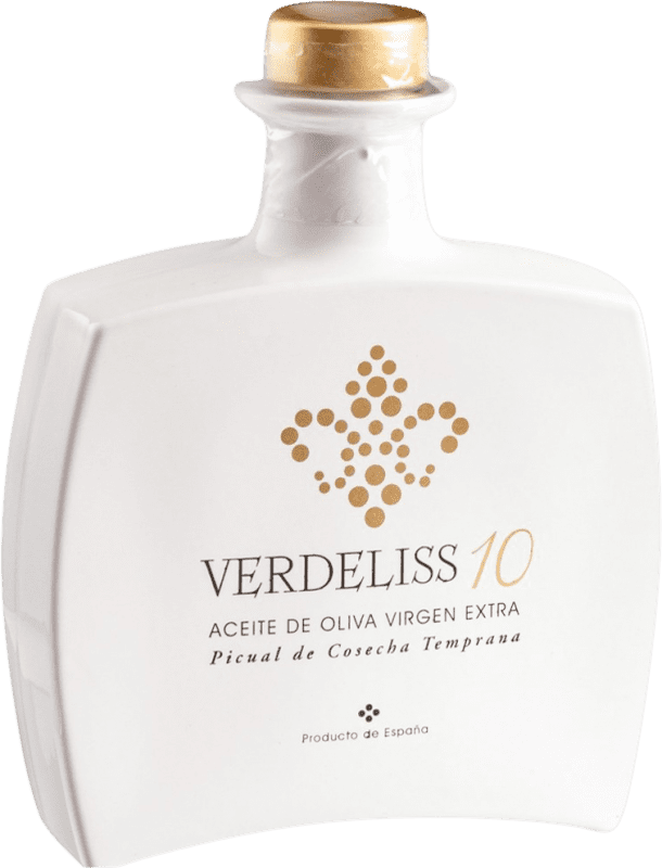 32,95 € Spedizione Gratuita | Olio d'Oliva Verdeliss Gold — Edizione Oro, White — Bianco, EVO Extra Vergine Spagna Picual Bottiglia Medium 50 cl