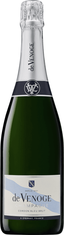 21,95 € 送料無料 | 白のスパークリングワイン De Venoge Cordon Brut — ブリュット Bleu — 青 A.O.C. Champagne シャンパン フランス ハーフボトル 37 cl