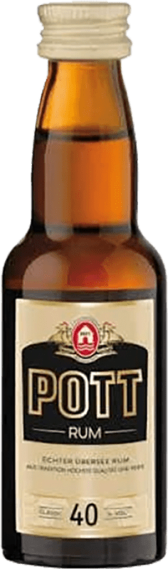 19,95 € Envio grátis | Caixa de 25 unidades Rum Pott Alemanha Garrafinha Miniatura 4 cl