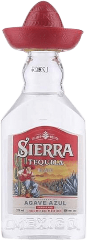 2,95 € Envio grátis | Tequila Sierra Blanco — Branco Jalisco México Garrafinha Miniatura 5 cl PET
