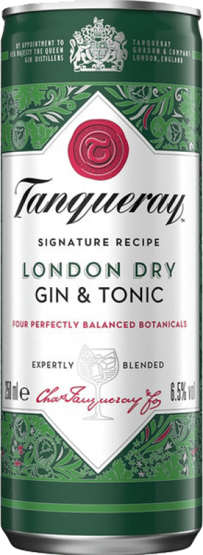 34,95 € 送料無料 | 12個入りボックス 飲み物とミキサー Tanqueray London Dry Gin & Tonic イギリス アルミ缶 25 cl