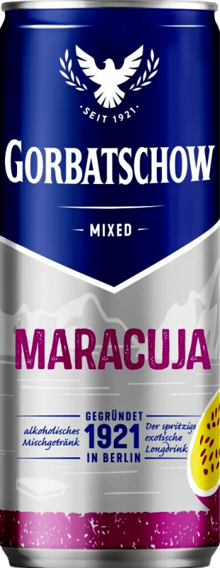 59,95 € Free Shipping | 12 units box Mixer Gorbatschow Mixed Maracuja Germany Can 33 cl