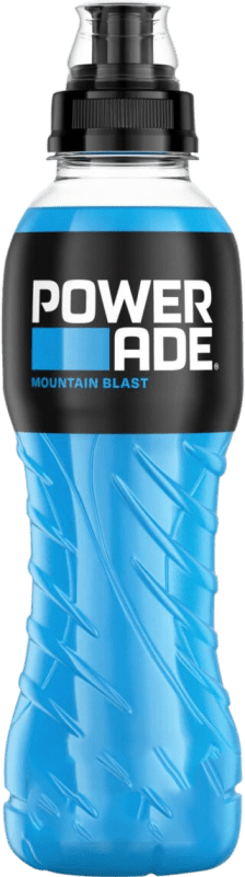 14,95 € Envio grátis | Caixa de 12 unidades Refrigerantes Powerade Mountain Blast Alemanha Garrafa Medium 50 cl