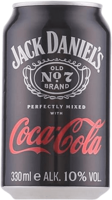 75,95 € Spedizione Gratuita | Scatola da 24 unità Mixer Jack Daniel's Old Nº 7 Tennessee stati Uniti Lattina 33 cl Bourbon, Cola, Whisky