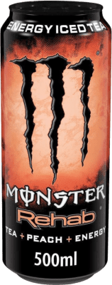 19,95 € Бесплатная доставка | Коробка из 12 единиц Безалкогольные напитки Monster Energy Rehab Peach Tea Ирландия Средняя бутылка 50 cl