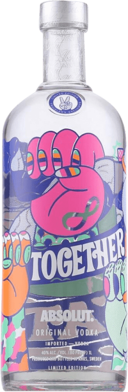26,95 € Envío gratis | Vodka Absolut Together We Create Pink Hand Edición Limitada Suecia 1 L