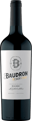 14,95 € Spedizione Gratuita | Vino Rosso Baudron Riserva I.G. Mendoza Argentina Malbec 75 cl