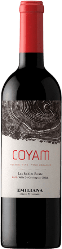 48,95 € Бесплатная доставка | Красное вино Concha y Toro Emiliana Coyam I.G. Valle de Colchagua Чили Tempranillo — Темпранильо, Syrah — Сира, Garnacha — Гренаш, Cabernet Sauvignon — Каберне Совиньон, Cariñena — Кариньян, Malbec — Мальбек, Petit Verdot, Mourvèdre — Мурведр, Carmenère — Карменер Бутылка 75 cl