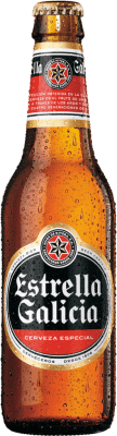 53,95 € Envio grátis | Caixa de 24 unidades Cerveja Estrella Galicia Galiza Espanha Garrafinha Terço 33 cl