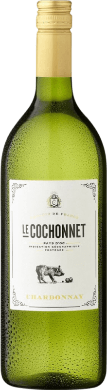 7,95 € Envio grátis | Vinho Branco Le Cochonnet França Chardonnay 1 L