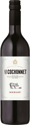 12,95 € Envio grátis | Vinho tinto Le Cochonnet França Merlot Garrafa 1 L