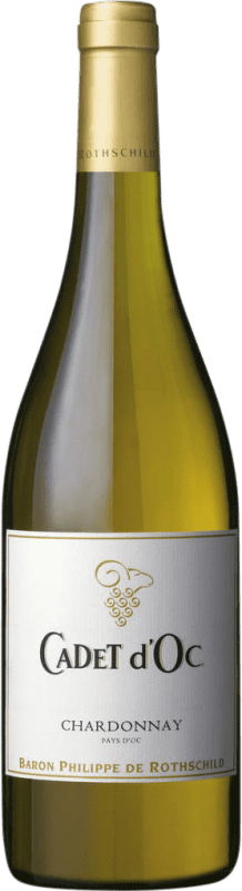 9,95 € Бесплатная доставка | Белое вино Philippe de Rothschild Cadet d'Oc I.G.P. Vin de Pays d'Oc Бордо Франция Chardonnay — Шардоне Бутылка 75 cl