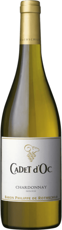 10,95 € Envio grátis | Vinho branco Philippe de Rothschild Cadet d'Oc I.G.P. Vin de Pays d'Oc Bordeaux França Chardonnay Garrafa 75 cl