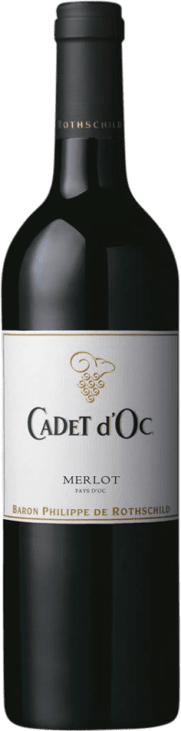 11,95 € 免费送货 | 红酒 Philippe de Rothschild Cadet d'Oc I.G.P. Vin de Pays d'Oc 波尔多 法国 Merlot 瓶子 75 cl