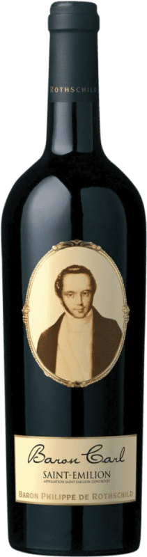 32,95 € Бесплатная доставка | Красное вино Philippe de Rothschild Baron Carl A.O.C. Saint-Émilion Бордо Франция Merlot — Мерло, Cabernet Franc — Каберне Фран Бутылка 75 cl