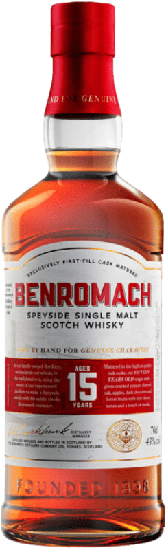 117,95 € Envio grátis | Whisky Single Malt Benromach Escócia Reino Unido 15 Anos Garrafa 70 cl