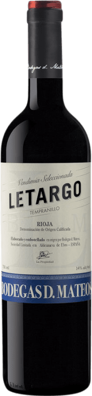 6,95 € 免费送货 | 红酒 D. Mateos Letargo D.O.Ca. Rioja 拉里奥哈 西班牙 Tempranillo 瓶子 75 cl