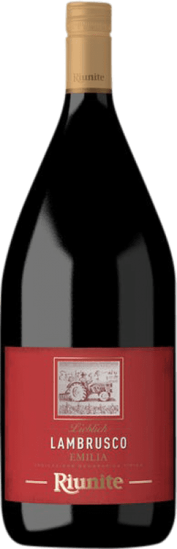 13,95 € 免费送货 | 红葡萄酒 Riunite Dolcezza I.G.T. Emilia Romagna 艾米利亚 - 罗马涅 意大利 Lambrusco — 蓝布鲁斯科 大瓶 — Magnum 1,5 L
