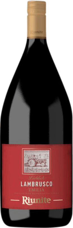 11,95 € Envio grátis | Vinho tinto Riunite Dolcezza Rosso I.G.T. Emilia Romagna Emília-Romanha Itália Lambrusco Salamino, Lambrusco Marani, Lancellotta Garrafa Magnum 1,5 L