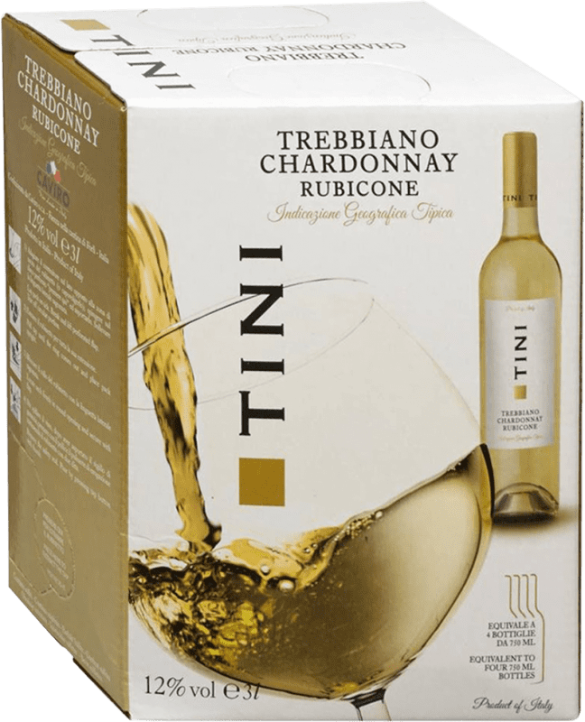 9,95 € 送料無料 | 白ワイン Caviro I.G.T. Rubicone Forlì-Cesena イタリア Trebbiano — トレッビアーノ, Chardonnay — シャルドネ バッグ・イン・ボックス 3 L