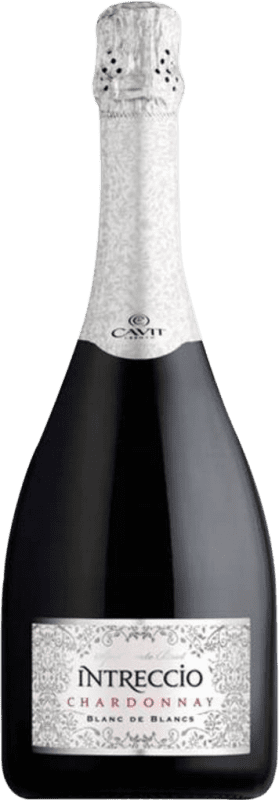 15,95 € 免费送货 | 白起泡酒 Cavit Intreccio Spumante 香槟 D.O.C. Trentino 特伦蒂诺 意大利 Chardonnay 瓶子 75 cl