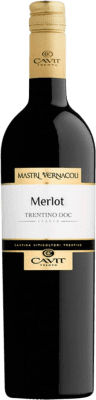 8,95 € Free Shipping | Red wine Cavit Mastri Vernacoli D.O.C. Trentino Trentino Italy Merlot Bottle 75 cl