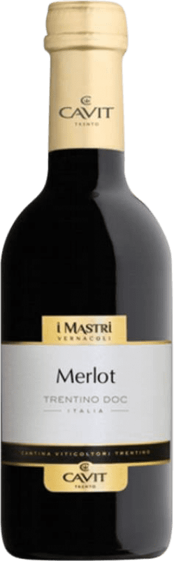 3,95 € Envio grátis | Vinho tinto Cavit Mastri Vernacoli D.O.C. Trentino Trentino Itália Merlot Garrafa Pequena 25 cl