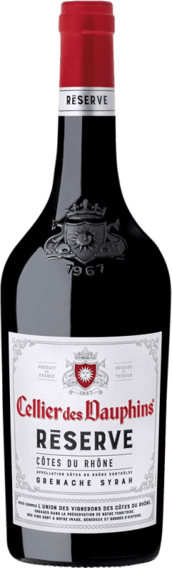 8,95 € 免费送货 | 红酒 Cellier des Dauphins Rouge 预订 A.O.C. Côtes du Rhône 罗纳 法国 Syrah, Grenache 瓶子 75 cl