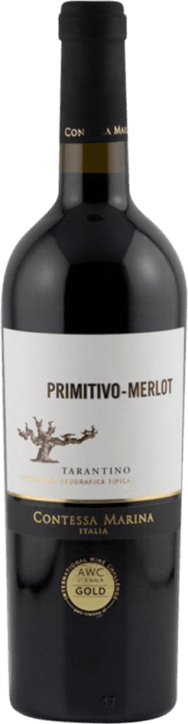 6,95 € Free Shipping | Red wine Contessa Marina Primitivo Merlot I.G.T. Tarantino Puglia Italy Merlot, Primitivo Bottle 75 cl