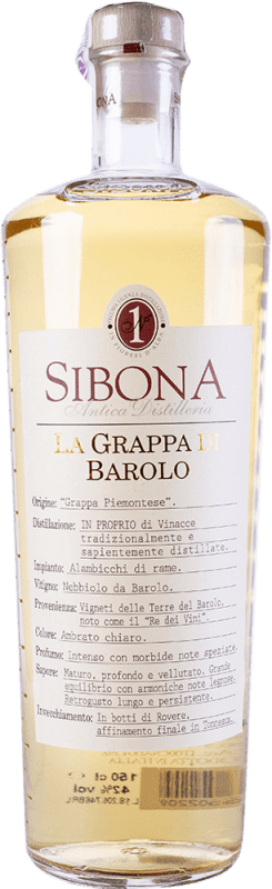 86,95 € Envio grátis | Aguardente Grappa Sibona D.O.C.G. Barolo Itália Nebbiolo Garrafa Especial 1,5 L