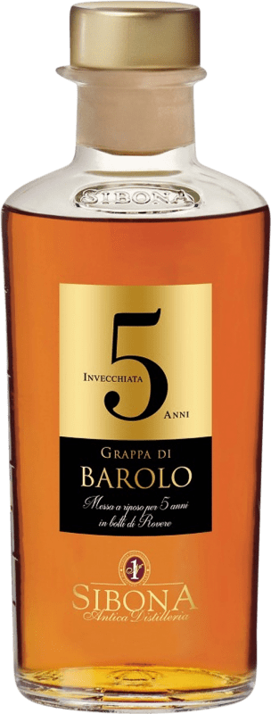 39,95 € Envio grátis | Aguardente Grappa Sibona Invecchiata D.O.C.G. Barolo Itália Nebbiolo 5 Anos Garrafa Medium 50 cl