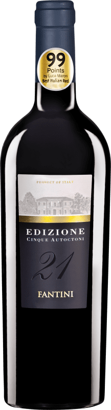 31,95 € Free Shipping | Red wine Fantini Edizione Cinque Autoctoni D.O.C. Abruzzo Abruzzo Italy Sangiovese, Montepulciano, Malvasia Black, Nebbiolo, Negroamaro Bottle 75 cl