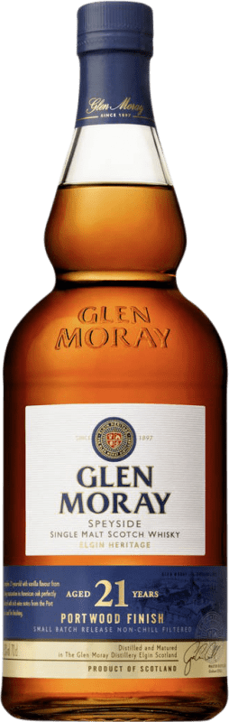 213,95 € 免费送货 | 威士忌单一麦芽威士忌 Glen Moray Port Wood Finish 斯佩塞 英国 21 岁 瓶子 70 cl