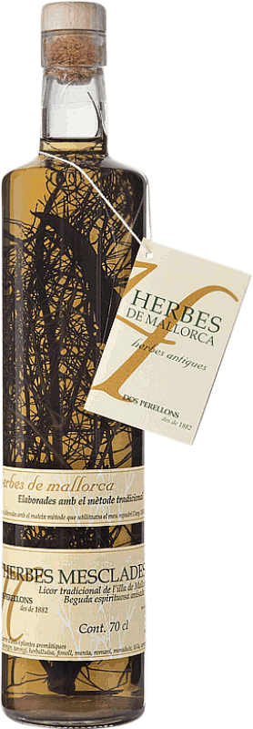 19,95 € Spedizione Gratuita | Liquore alle erbe Dos Perellons Hierbas Mezcladas Isole Baleari Spagna Bottiglia 70 cl