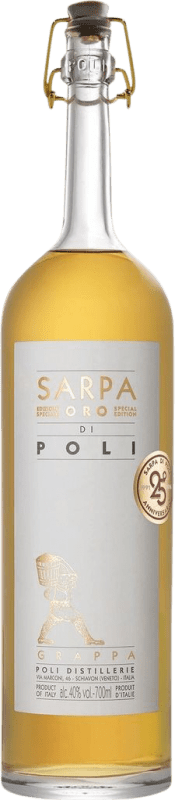 59,95 € Envio grátis | Grappa Poli Sarpa Gold — Edição Ouro Barrica I.G.T. Venezia Venecia Itália Merlot, Cabernet Sauvignon 70 cl