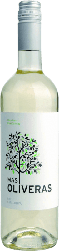 12,95 € Spedizione Gratuita | Vino Bianco Mas Oliveras D.O. Catalunya Catalogna Spagna Macabeo, Chardonnay 75 cl