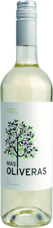 11,95 € Envío gratis | Vino blanco Mas Oliveras Blanco D.O. Catalunya Cataluña España Macabeo, Chardonnay Botella 75 cl