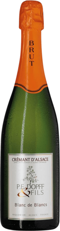 21,95 € Бесплатная доставка | Белое игристое вино PE Dopff & Fils Brut — брют Blanc de Blancs A.O.C. Crémant d'Alsace Эльзас Франция Pinot Blanc — Пино Блан, Pinot Auxerrois — Пино Оксерруа Бутылка 75 cl