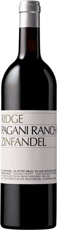 93,95 € Free Shipping | Red wine Ridge Pagani Ranch I.G. California California United States Petite Syrah, Zinfandel, Alicante Bouschet Bottle 75 cl