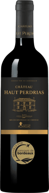 14,95 € 免费送货 | 红酒 Bouillac. Château Haut Perdrias Blaye A.O.C. Côtes de Bordeaux 波尔多 法国 Merlot, Cabernet Sauvignon, Malbec 瓶子 75 cl 不含酒精