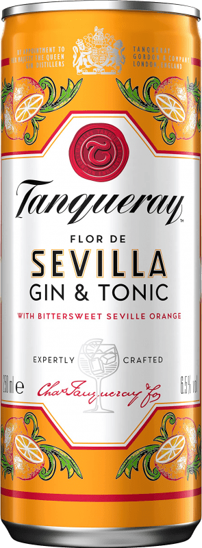 64,95 € 免费送货 | 盒装12个 调和剂 Mixer Tanqueray Flor de Sevilla 英国 罐 25 cl GinTonic — 杜松子酒配奎宁水, Orange — 橙子