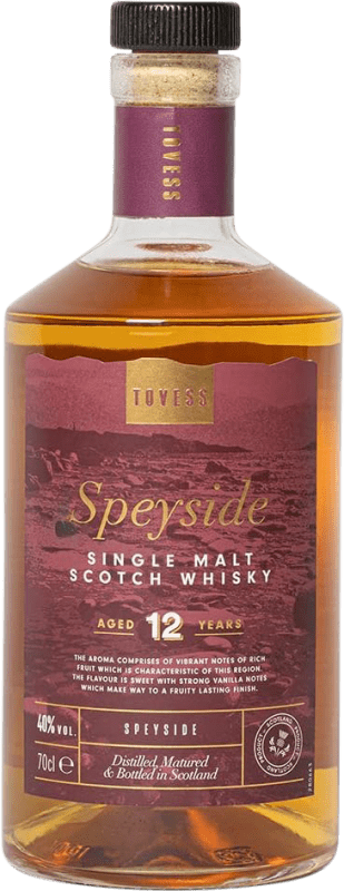 39,95 € Envoi gratuit | Single Malt Whisky Tovess Speyside Royaume-Uni 12 Ans Bouteille 70 cl