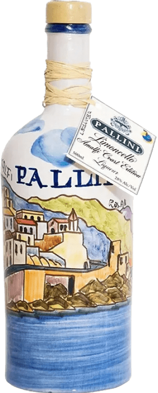 78,95 € 免费送货 | 柠檬酒 Limoncello Pallini 限量版, Ceramic Porcelain — 陶瓷瓷器 D.O.C. Costa d'Amalfi 意大利 中瓶装 50 cl